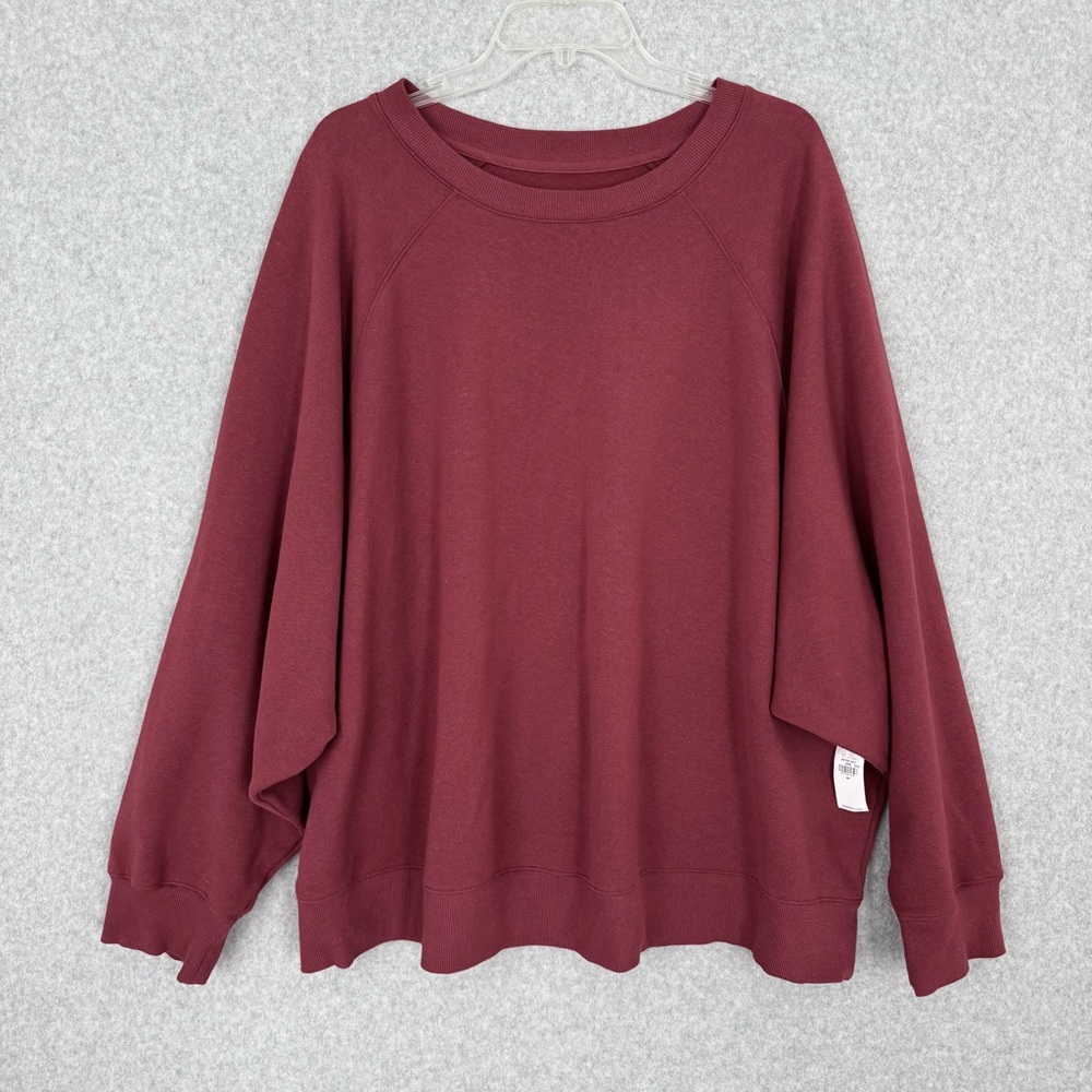 Old Navy Tunic Sweatshirt Womens Medium SoComfy Fleece Side Slit Relaxed Red NWT